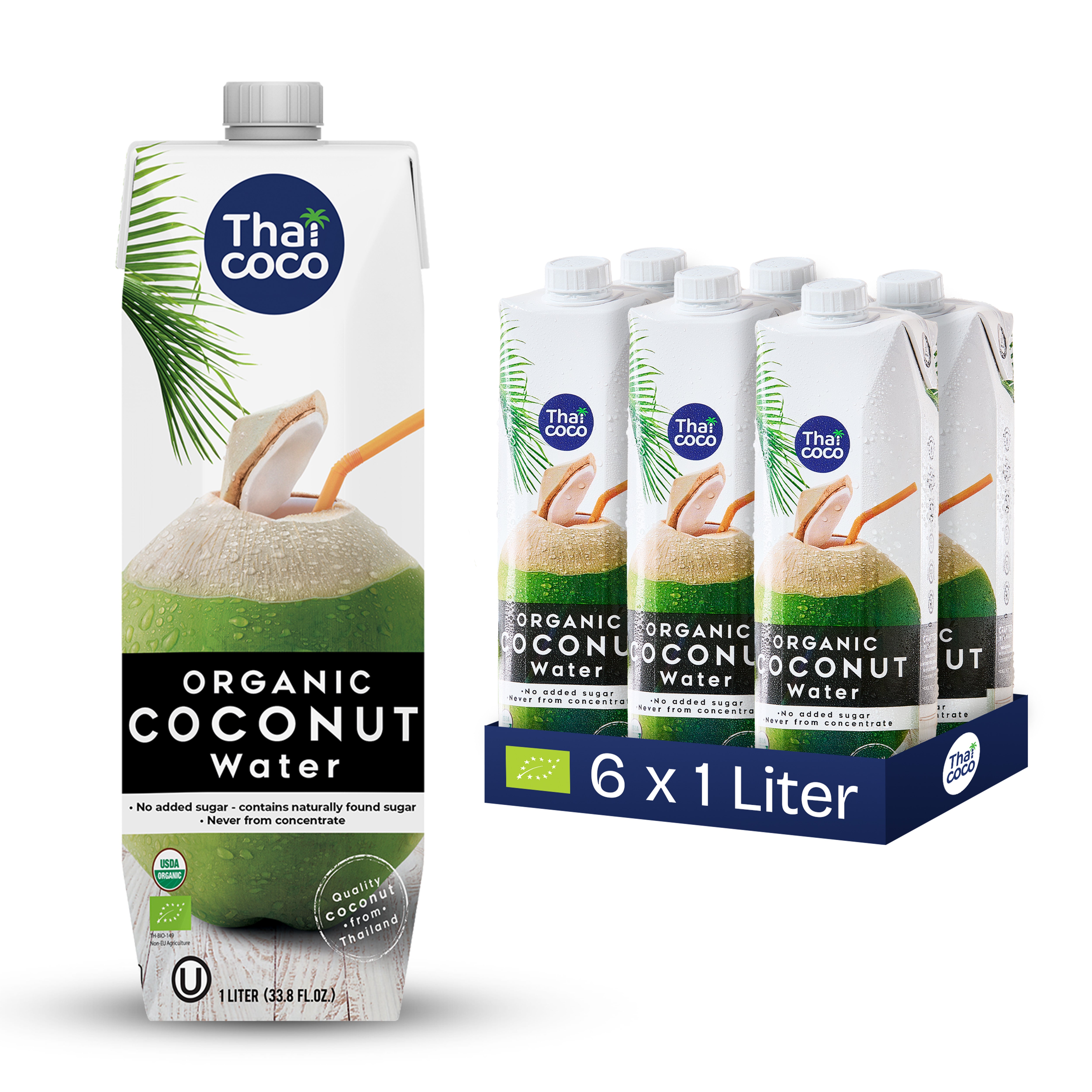 6 x organic coconut water 1000 ml