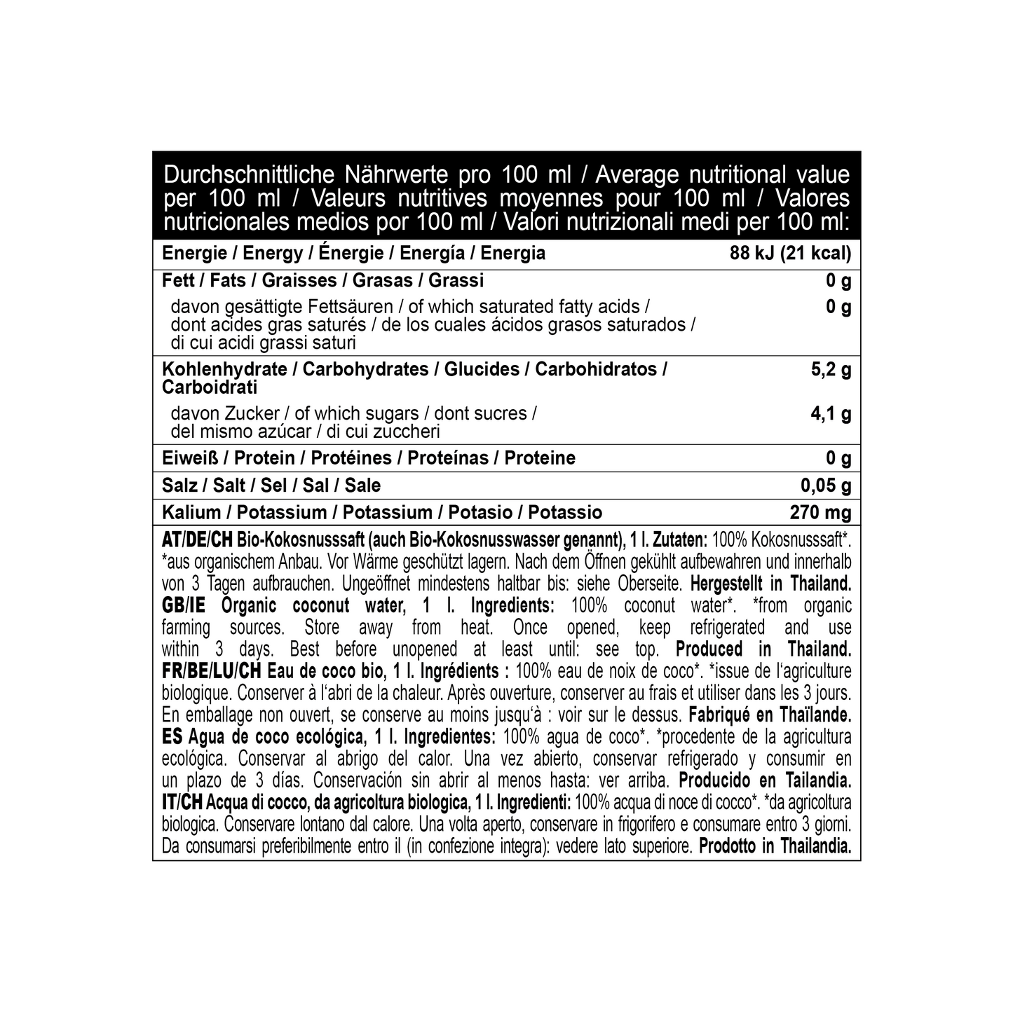 Bio-Kokoswasser 1000 ml